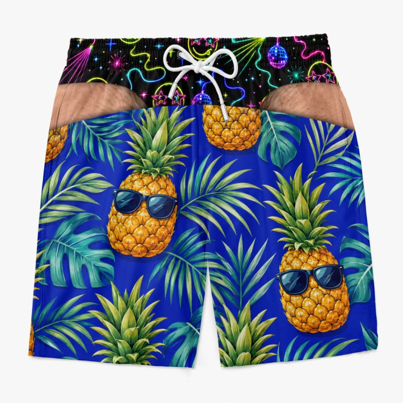 Short de Bain Homme Personnalisé – Cadeau Rigolo pour Homme – Fête Tropicale Dans Le Dos