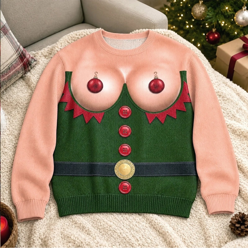 Sweat Unisexe De Noël Moche Personnalisé – Cadeau De Noël Pour Femme - Lutine Mode Activé