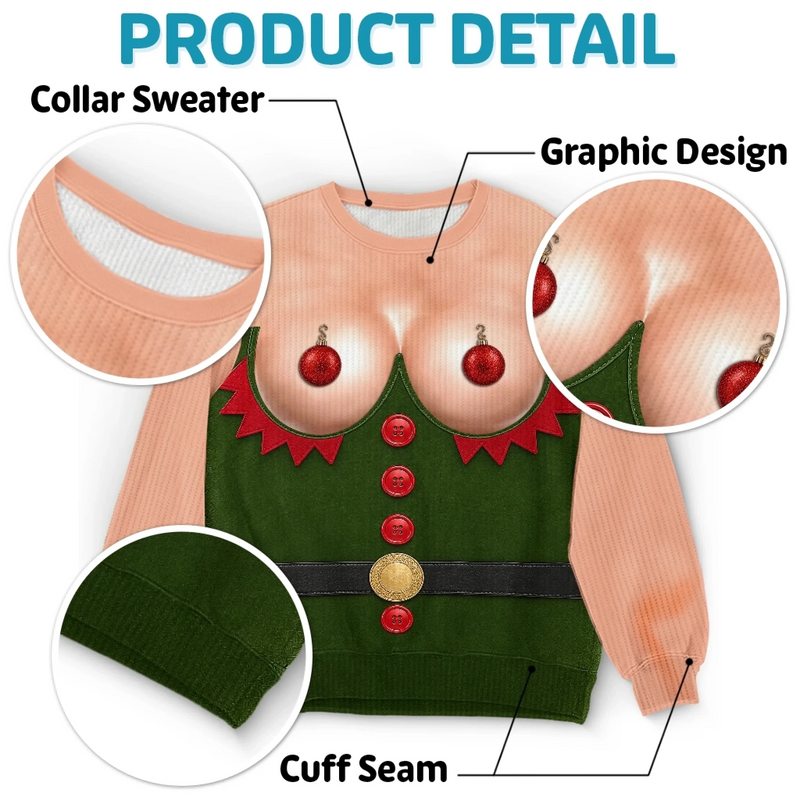 Sweat Unisexe De Noël Moche Personnalisé – Cadeau De Noël Pour Femme - Lutine Mode Activé