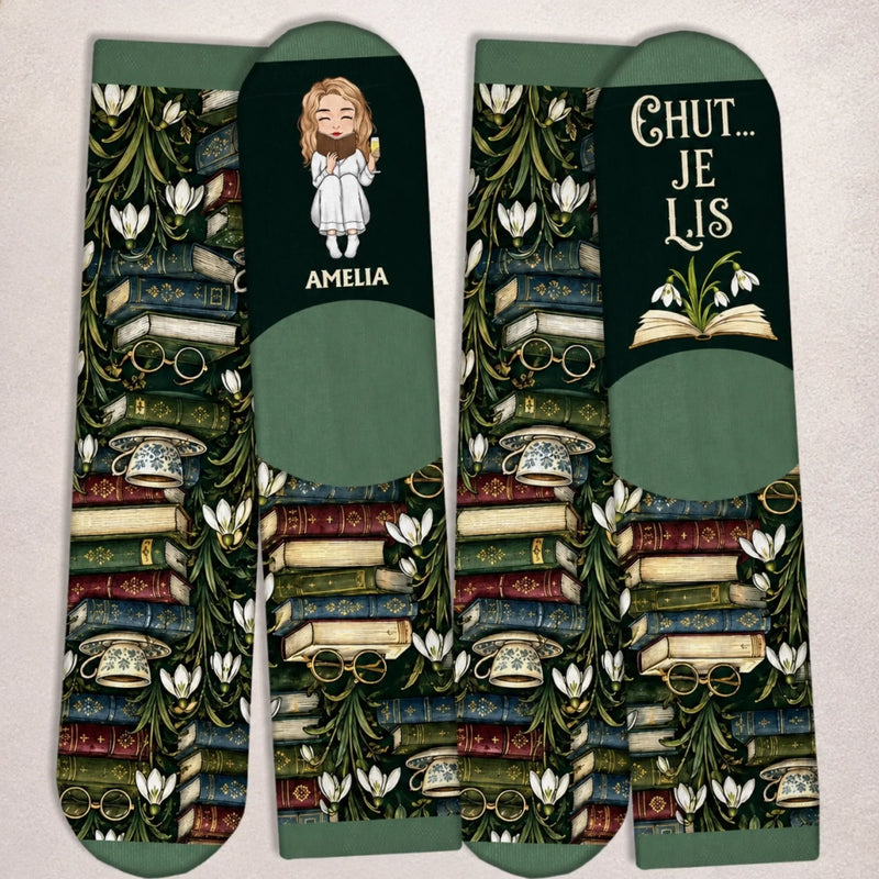 Chaussettes Personnalisées – Cadeaux Littéraires Pour Amoureux Des Livres, Rats De Bibliothèque Et Lecteurs – Juste Moi Et Mon Livre