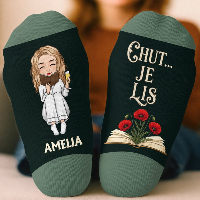 Chaussettes Personnalisées – Cadeaux Littéraires Pour Amoureux Des Livres, Rats De Bibliothèque Et Lecteurs – Juste Moi Et Mon Livre