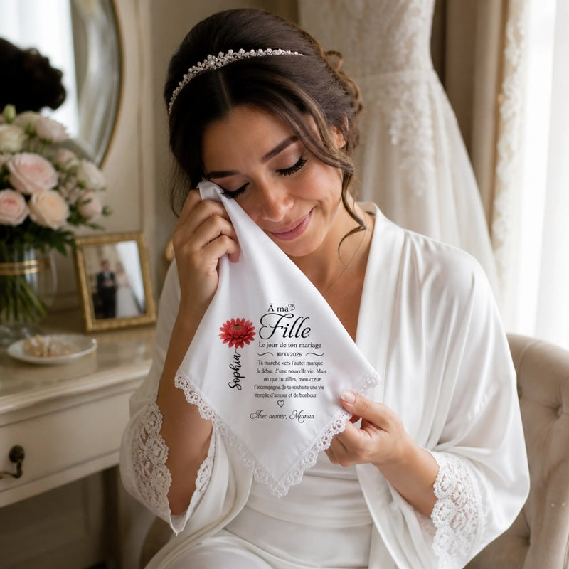 Mouchoir Personnalisé - Cadeau De Mariage Pour La Mariée, La Fille - Mon Cœur T’accompagne Toujours