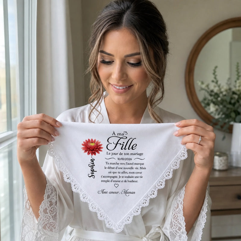Mouchoir Personnalisé - Cadeau De Mariage Pour La Mariée, La Fille - Mon Cœur T’accompagne Toujours