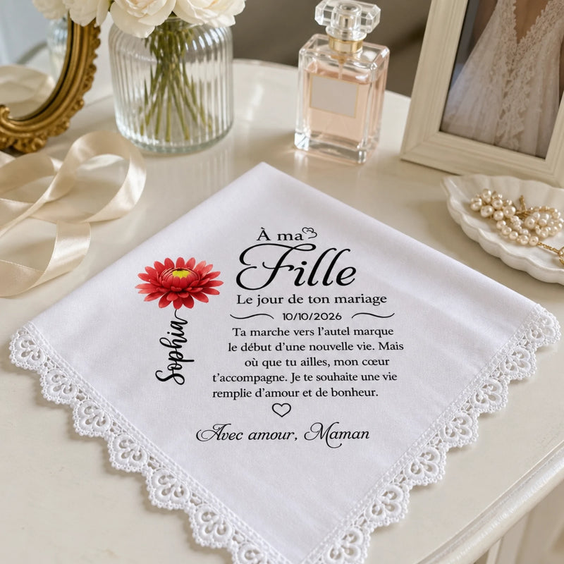 Mouchoir Personnalisé - Cadeau De Mariage Pour La Mariée, La Fille - Mon Cœur T’accompagne Toujours