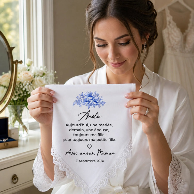 Mouchoir Personnalisé - Cadeau De Mariage Pour La Mariée, La Fille - Aujourd’hui Mariée, Toujours Ma Petite Fille