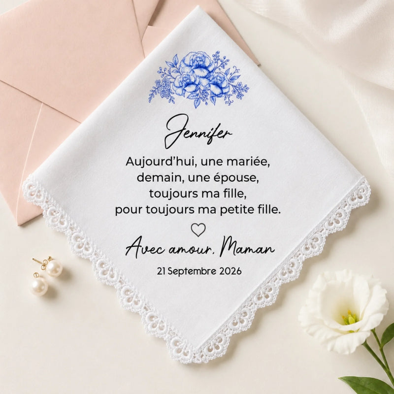 Mouchoir Personnalisé - Cadeau De Mariage Pour La Mariée, La Fille - Aujourd’hui Mariée, Toujours Ma Petite Fille