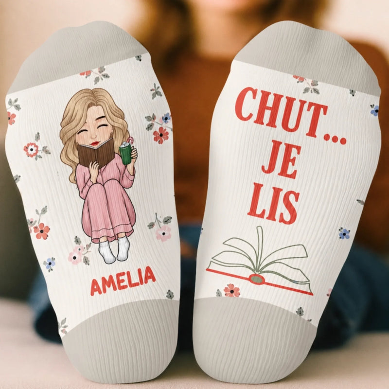 Chaussettes Personnalisées – Cadeaux Littéraires Pour Amoureux Des Livres, Rats De Bibliothèque Et Lecteurs – Chut… Lecture En Cours
