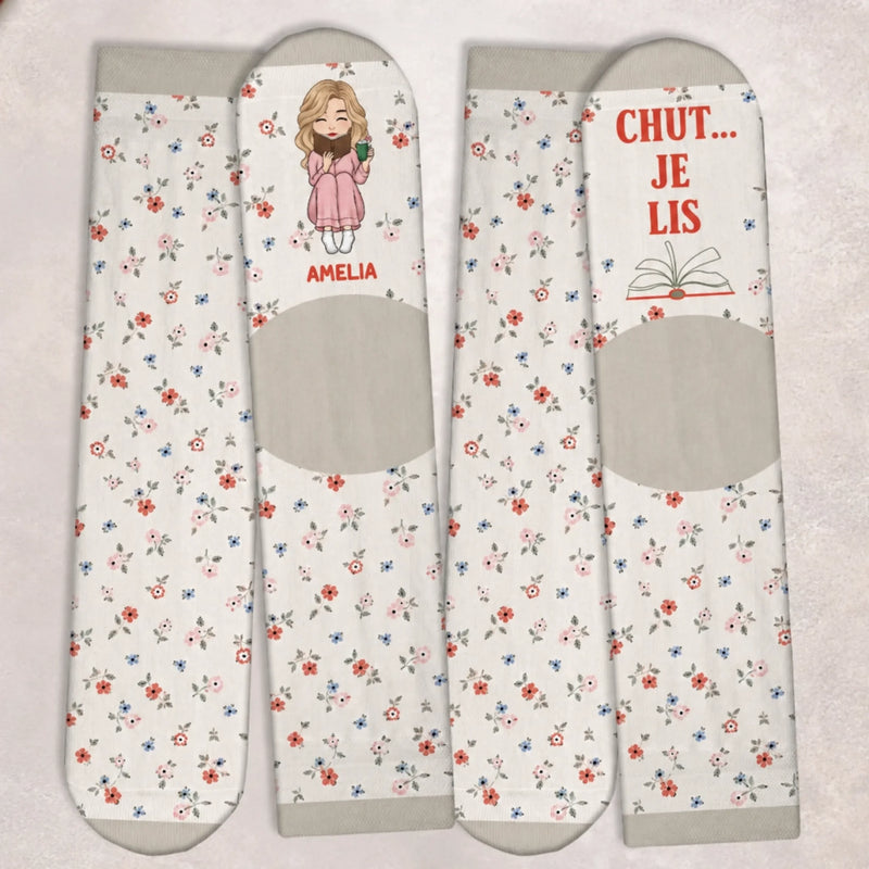Chaussettes Personnalisées – Cadeaux Littéraires Pour Amoureux Des Livres, Rats De Bibliothèque Et Lecteurs – Chut… Lecture En Cours