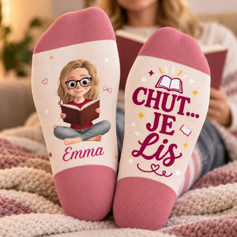 Chaussettes Personnalisées – Cadeaux Littéraires Pour Amoureux Des Livres, Rats De Bibliothèque Et Lecteurs – C’est Mon Moment Lecture