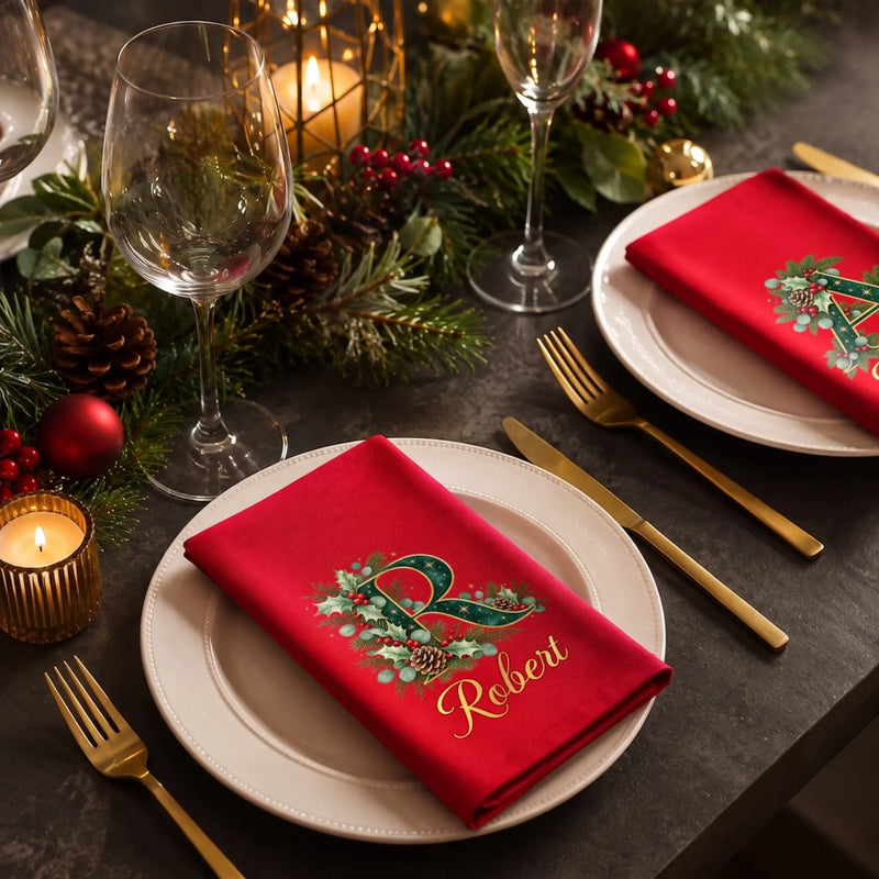 Serviette En Coton Personnalisée – Cadeau De Noël Pour Famille – La Maison Est Plus Belle Quand On Est Ensemble