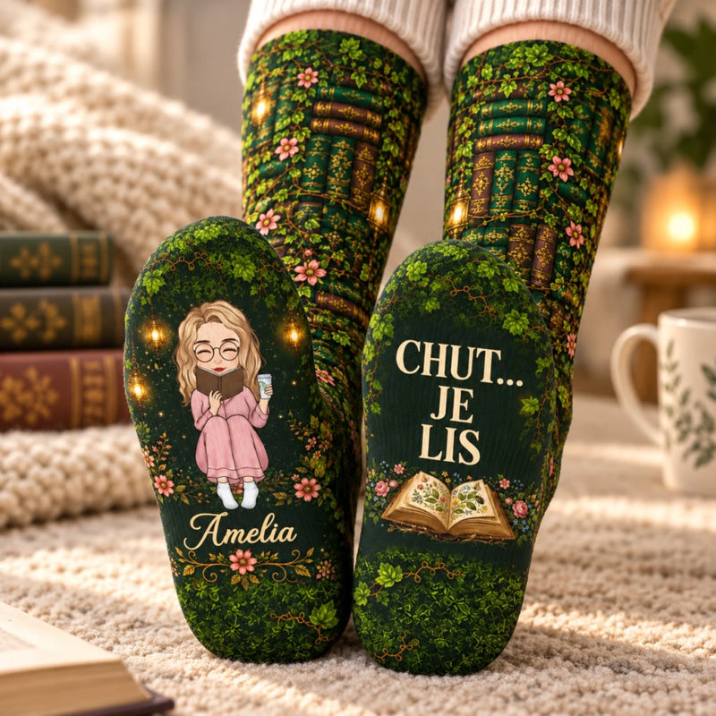Chaussettes Personnalisées – Cadeaux Littéraires Pour Amoureux Des Livres, Rats De Bibliothèque Et Lecteurs – Perdue Dans Mon Livre