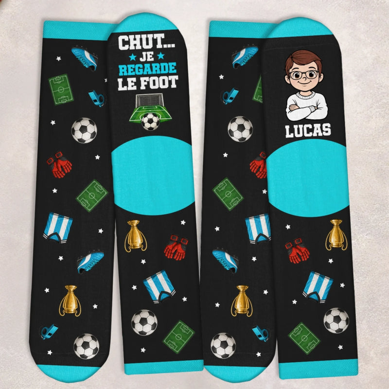 Chaussettes Personnalisées – Cadeau Pour Amateurs De Sport Et De Football – Je Regarde Le Foot