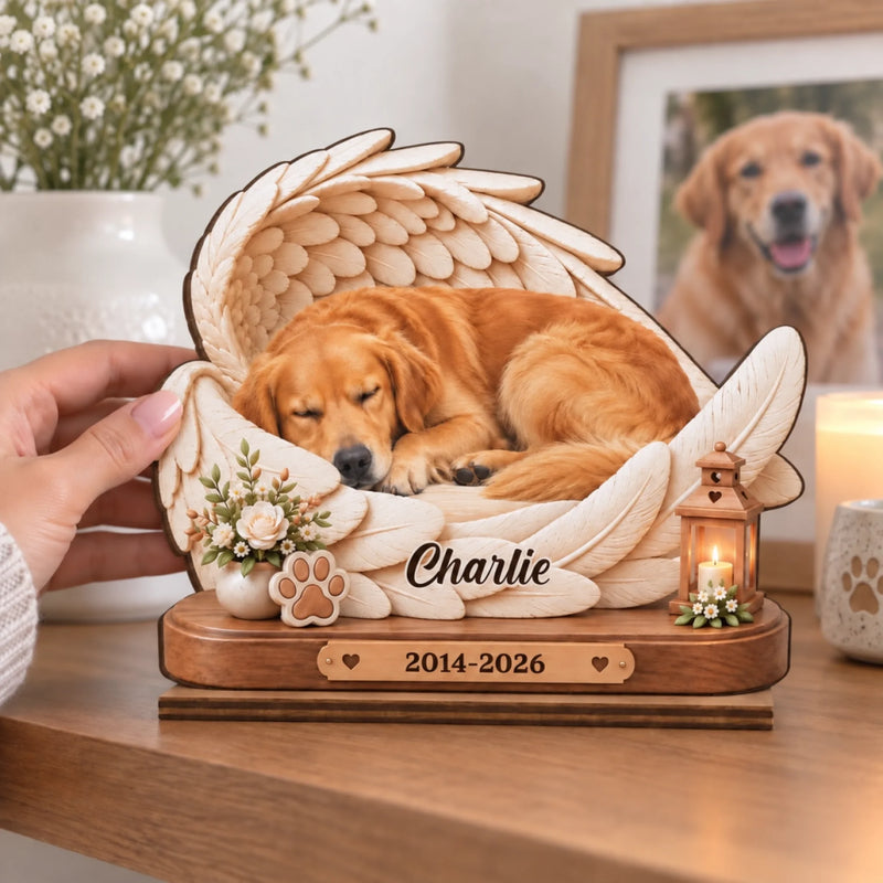 Plaque en Bois 2 Couches Personnalisée avec Support – Cadeau Souvenir Pour Les Amoureux Des Animaux – Tu As Laissé De L’Amour Partout