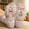 Chaussettes Personnalisées – Cadeaux Littéraires Pour Amoureux Des Livres, Rats De Bibliothèque Et Lecteurs – Heureuse Quand Je Lis