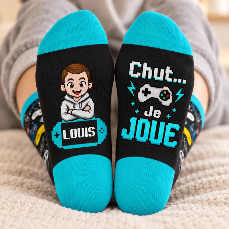 Chaussettes Personnalisées – Cadeau Pour Les Passionnés De Jeux - Mon Cerveau Vit Ici
