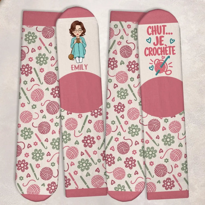 Chaussettes Personnalisées - Cadeau pour les Passionnés de Crochet – Chut, Je Crochète