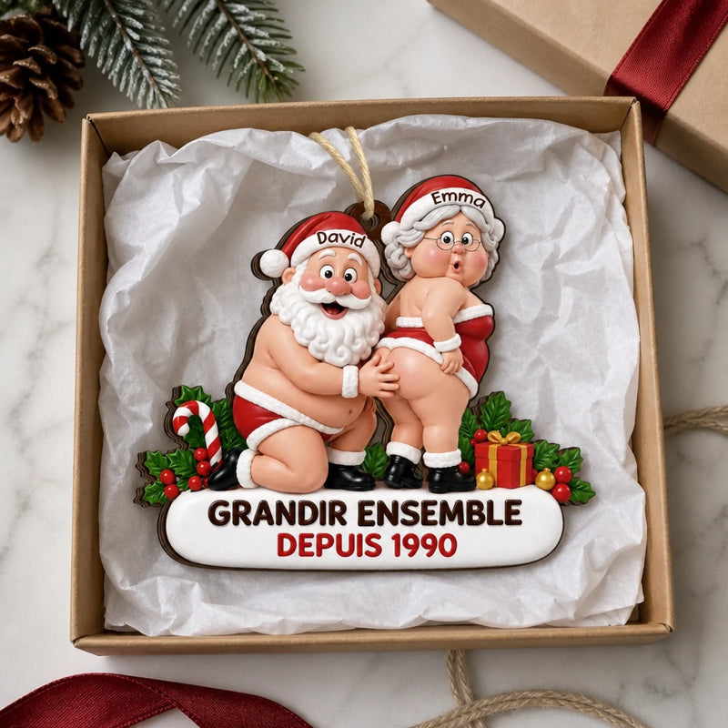 Ornement En Bois Personnalisé - Cadeau Noël Pour Mari Et Femme, Couple - Grandir Ensemble