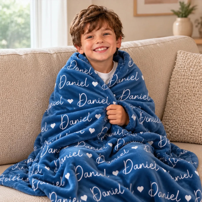 Couverture Personnalisé – Cadeau pour Enfant – Enveloppé de beaucoup d'amour