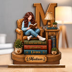 Plaque en Bois 2 Couches Personnalisé avec Support – Cadeau Pour Amoureux Des Livres, Rats De Bibliothèque Et Lecteurs – Joyeuse Journée du Livre