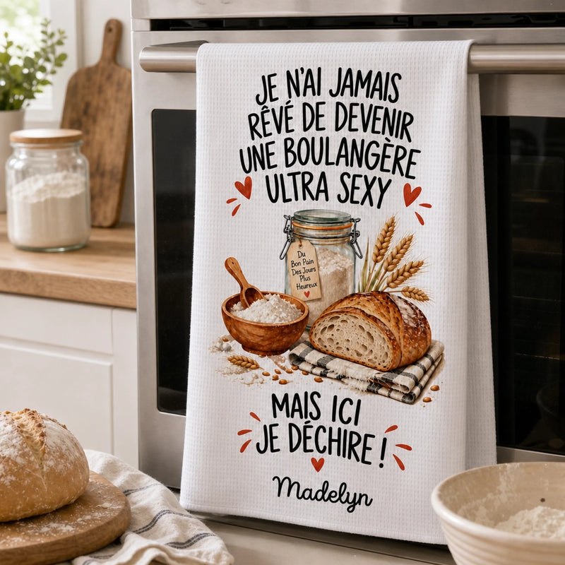 Torchon de Cuisine Personnalisé - Cadeau Pour les Passionnés de Pâtisserie - Je Déchire