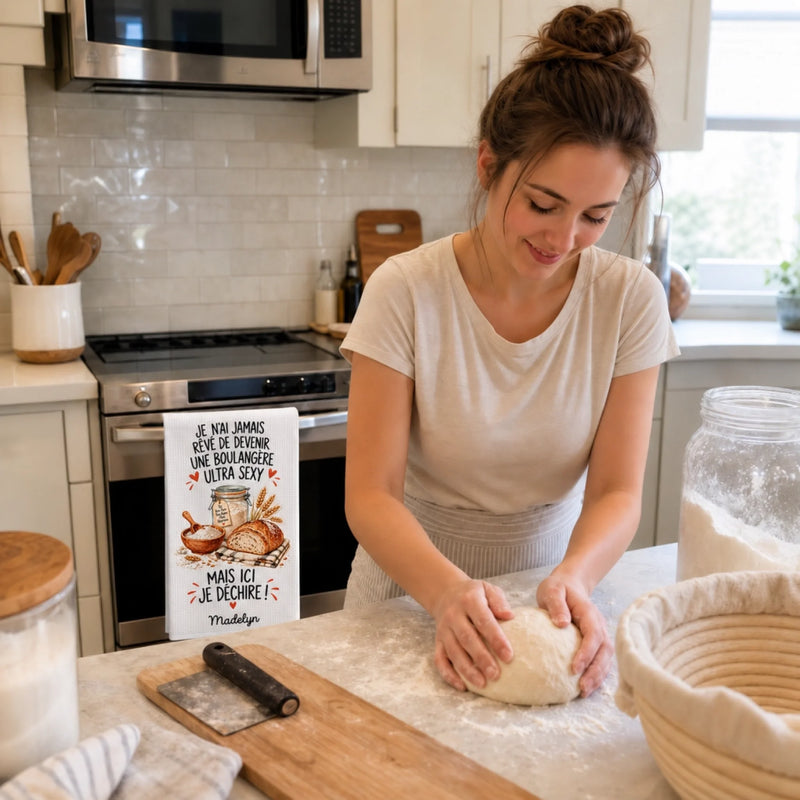 Torchon de Cuisine Personnalisé - Cadeau Pour les Passionnés de Pâtisserie - Je Déchire