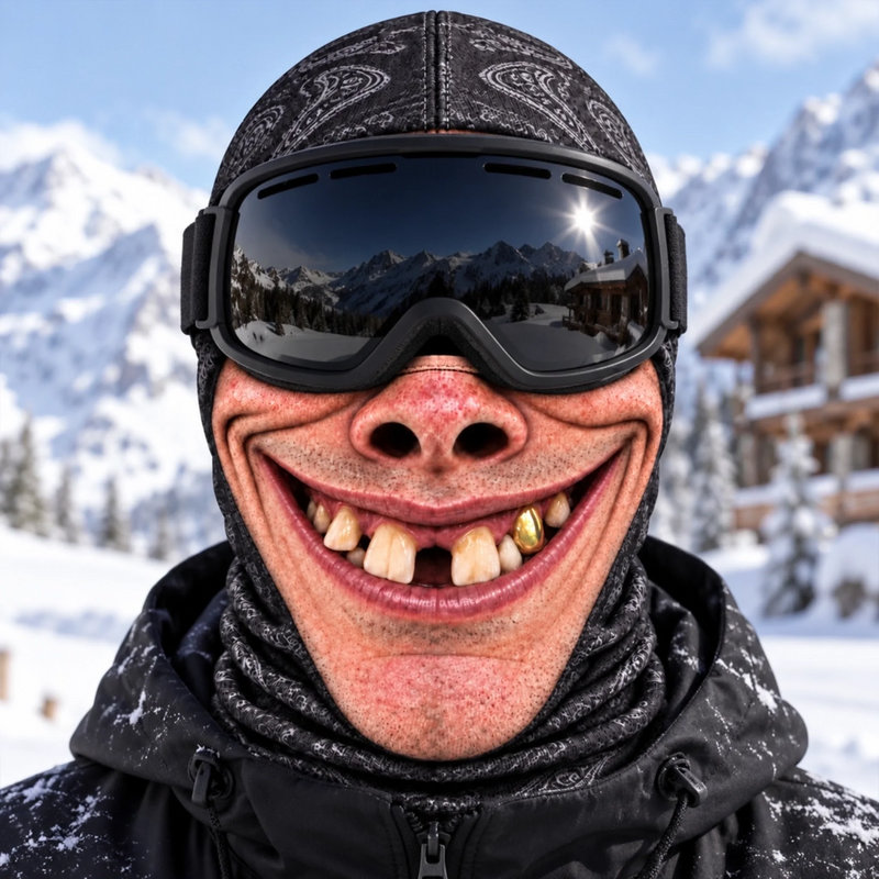 Couvre-Visage Personnalisé Et Amusant – Cadeau Pour Les Amateurs De Randonnée, De Trekking Et De Ski – La Poudre Au Peuple
