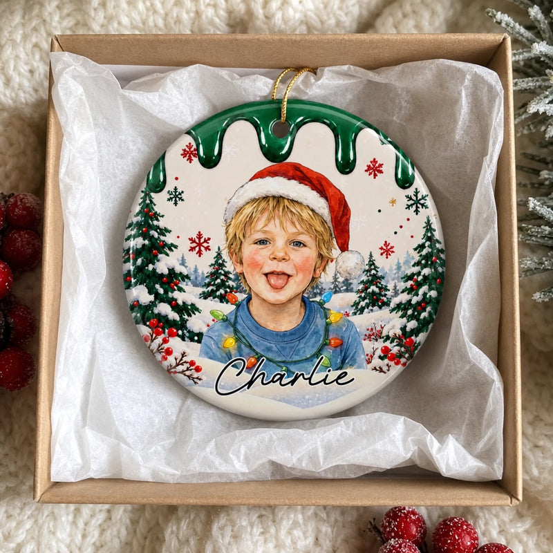 Ornement En Céramique Personnalisé Avec Photo – Cadeau De Noël Pour Enfant - Conçu pour profiter de la vie