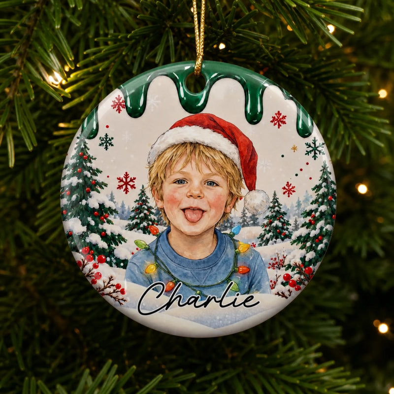 Ornement En Céramique Personnalisé Avec Photo – Cadeau De Noël Pour Enfant - Conçu pour profiter de la vie