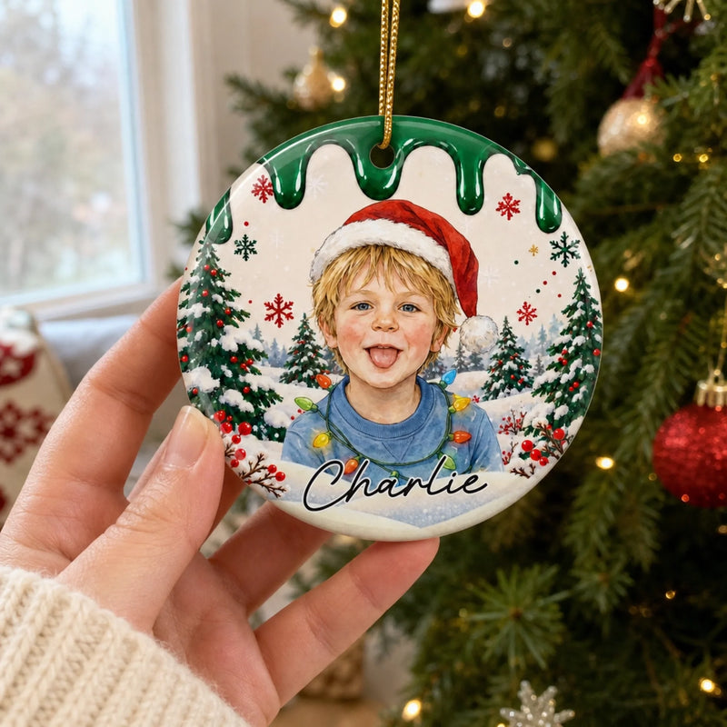Ornement En Céramique Personnalisé Avec Photo – Cadeau De Noël Pour Enfant - Conçu pour profiter de la vie