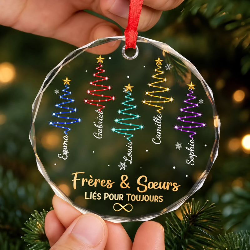 Ornement En Verre Personnalisé – Cadeau de Noël Pour Sœur, Frère Ou Fratrie - Un Lien Pour Toujours