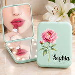 Miroir de Poche LED Personnalisé - Cadeau Pour Sœur, Meilleure Amie - Fleur unique