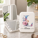 Miroir de Poche LED Personnalisé - Cadeau Pour Sœur, Meilleure Amie - Lettre initiale