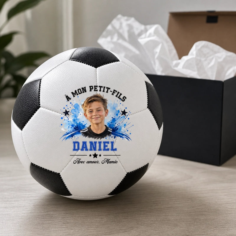 Ballon de Football Personnalisé avec Photo – Cadeau pour Fils, Petit-Fils et Passionnés de Football – Animé par la passion