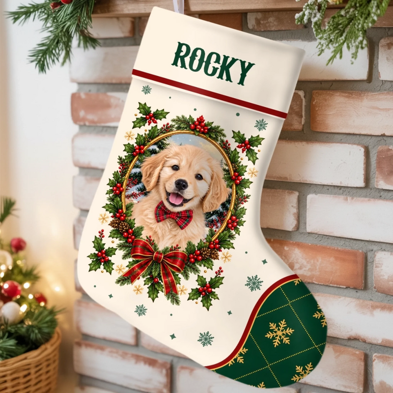 Cadeaux De Noël Avec Photo De Votre Animal – Chaussette De Noël Personnalisée – Joyeux Noël