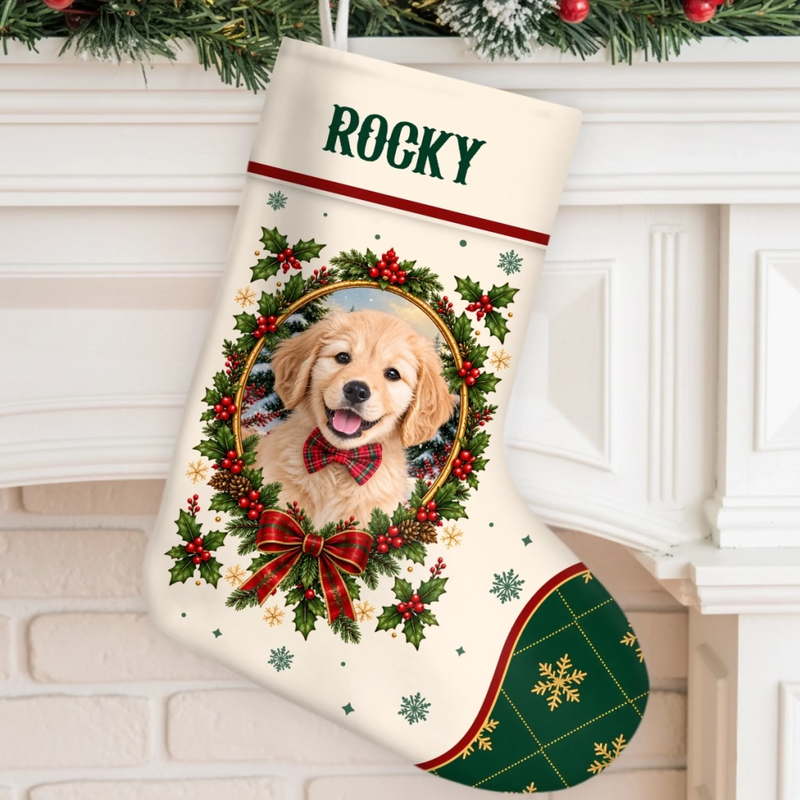 Cadeaux De Noël Avec Photo De Votre Animal – Chaussette De Noël Personnalisée – Joyeux Noël