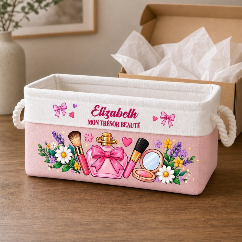Panier de Rangement Personnalisé – Cadeau Pour Soi-Même, Femme – Mon Trésor Beauté