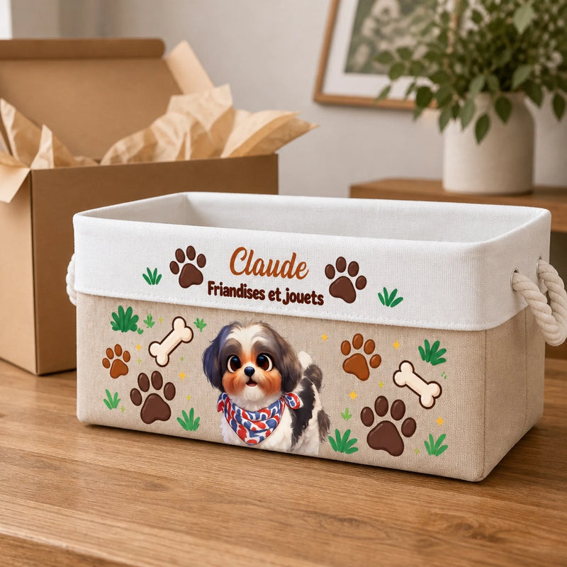 Panier de Rangement Personnalisé avec Photo – Cadeau Pour Les Amoureux Des Animaux – Friandises et jouets