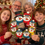 Décoration de Noël Personnalisée avec Famille de Bonshommes de Neige - Panneau En Bois Personnalisé – Bonnets d’Hiver