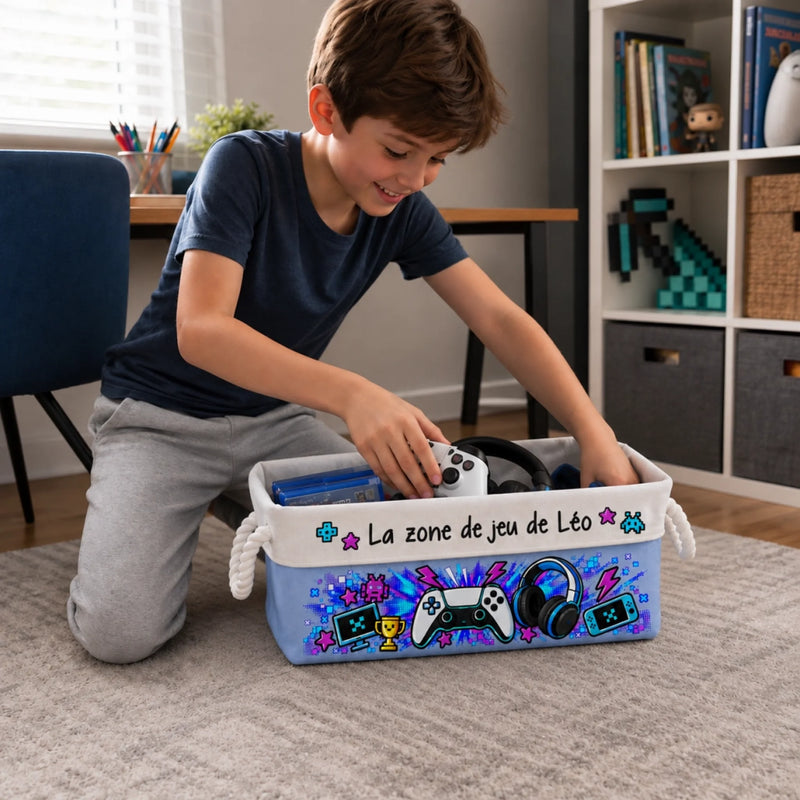Panier de Rangement Personnalisé – Cadeau Pour Soi-Même, Enfant – Mon Coin Gaming