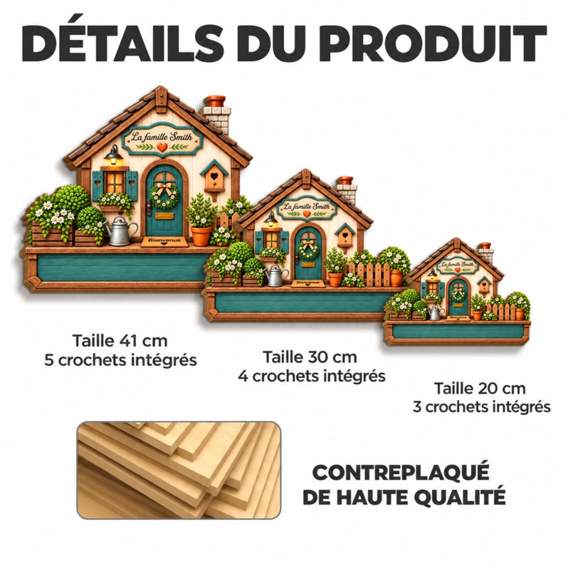 Porte-clés mural en bois personnalisé – Cadeau pour Couple, Famille – Doux foyer