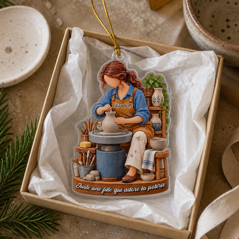 Ornement En Acrylique Personnalisé – Cadeau De Noël pour passionnée de poterie – Passionnée de céramique