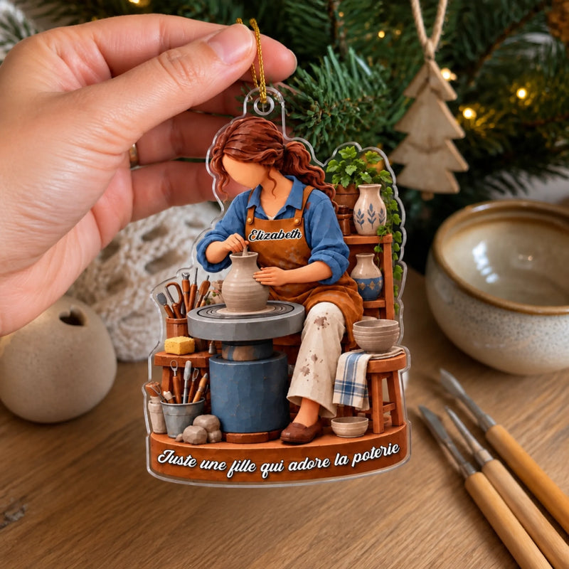 Ornement En Acrylique Personnalisé – Cadeau De Noël pour passionnée de poterie – Passionnée de céramique