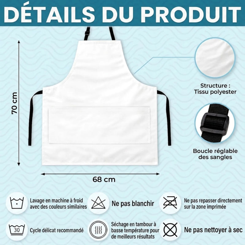 Tablier Personnalisé Avec Poche Pour Enfants – Cadeau Pour Petit Pâtissier Et Petit Chef Avec Prénom – Le Bonheur Se Prépare En Cuisine
