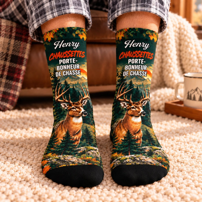 Chaussettes Personnalisées Avec Prénom – Cadeaux Pour Chasseurs Et Proches - Les Jours Sauvages Me Rappellent