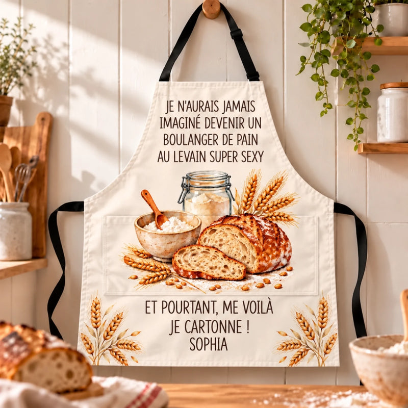Cadeau Drôle Pour Boulanger De Pain Au Levain Avec Prénom Personnalisé - Tablier Personnalisé Avec Poche - Un Boulanger Super Sexy