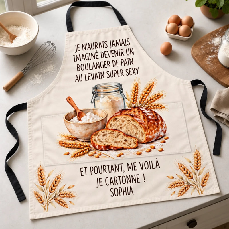 Cadeau Drôle Pour Boulanger De Pain Au Levain Avec Prénom Personnalisé - Tablier Personnalisé Avec Poche - Un Boulanger Super Sexy