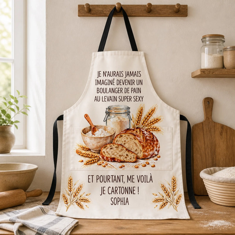 Cadeau Drôle Pour Boulanger De Pain Au Levain Avec Prénom Personnalisé - Tablier Personnalisé Avec Poche - Un Boulanger Super Sexy