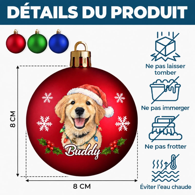 Boule de Noël Personnalisé avec Photo - Cadeau de Noël pour Les Amoureux Des Animaux - Les ennuis du père Noël