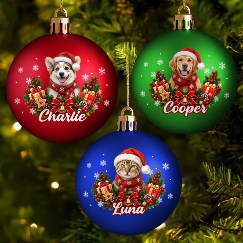 Boule de Noël Personnalisée avec Photo - Cadeau de Noël pour Les Amoureux Des Animaux - Plus de fourrure