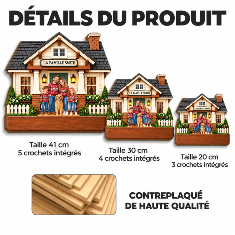 Porte-clés mural en bois personnalisé – Cadeau pour Couple, Famille, Les Amoureux Des Animaux – Foyer Heureux